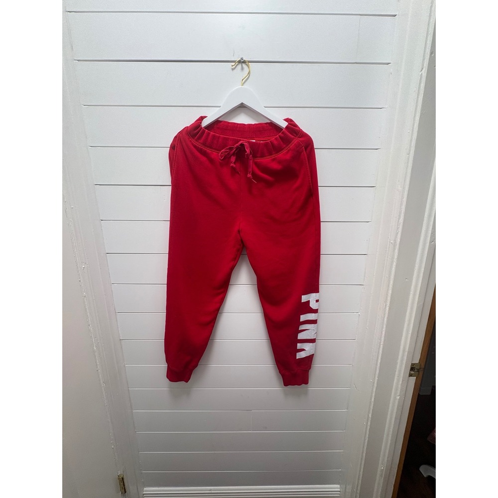 VICTORIAS SECRET PINK FLEECE HERITAGE LOUNGE SWEATPANT JOGGER LOGO Sz Medium